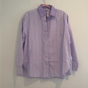 NWT aerie - Button Down Shirt - Size XS - Purple and White